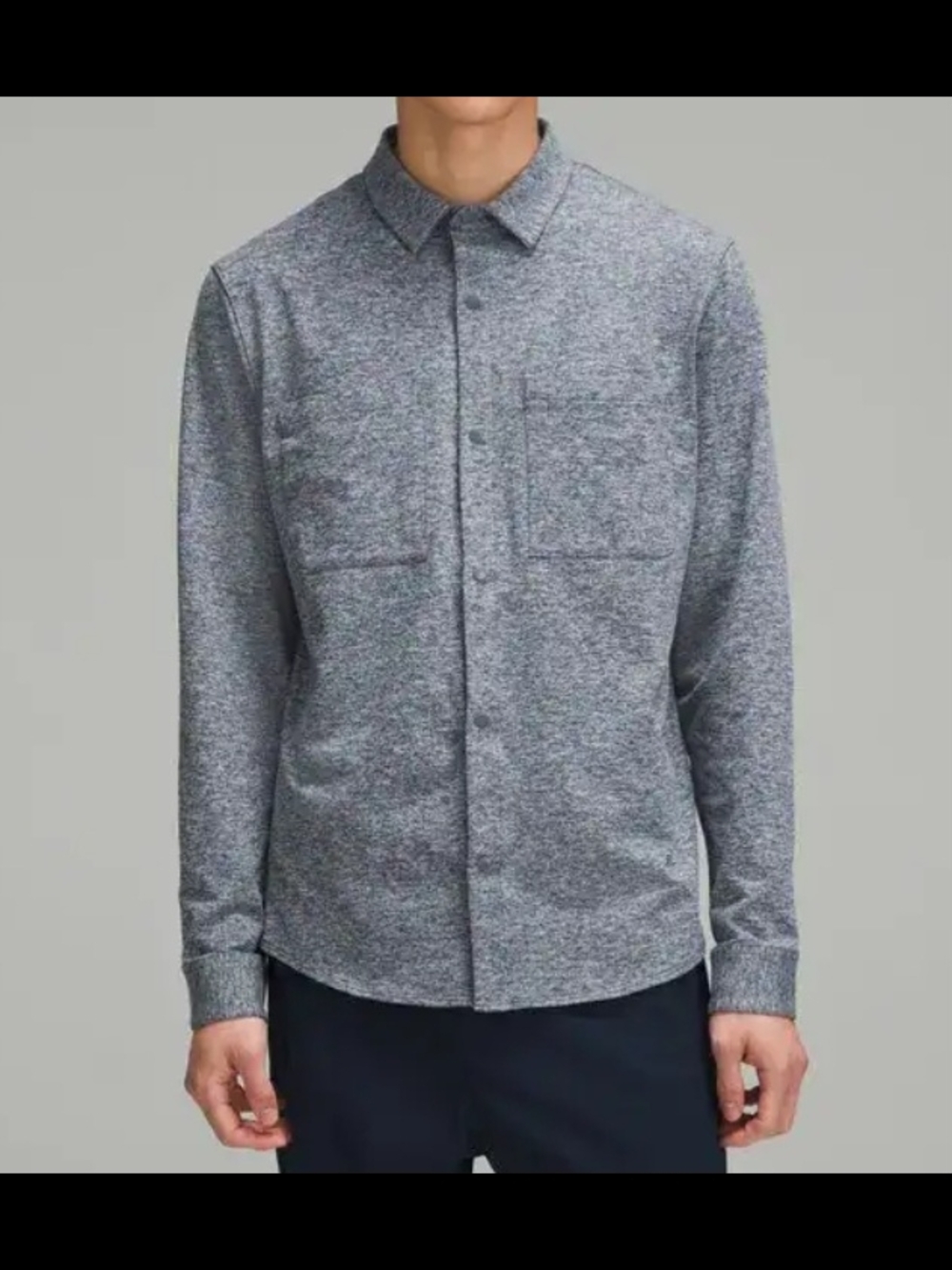Lululemon Rulu Button Up Collar Shirt Mens Small Heather Gray Chest Pockets